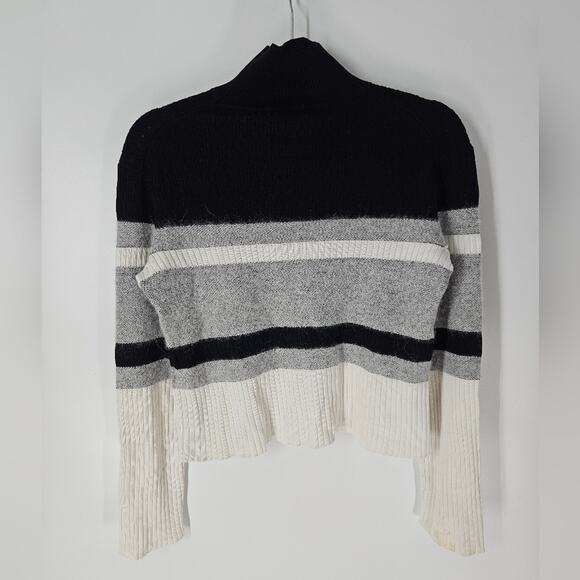 Theory Racking Stripe Silk Cotton Double Knit Cropped Sweater M - Picture 6 of 10